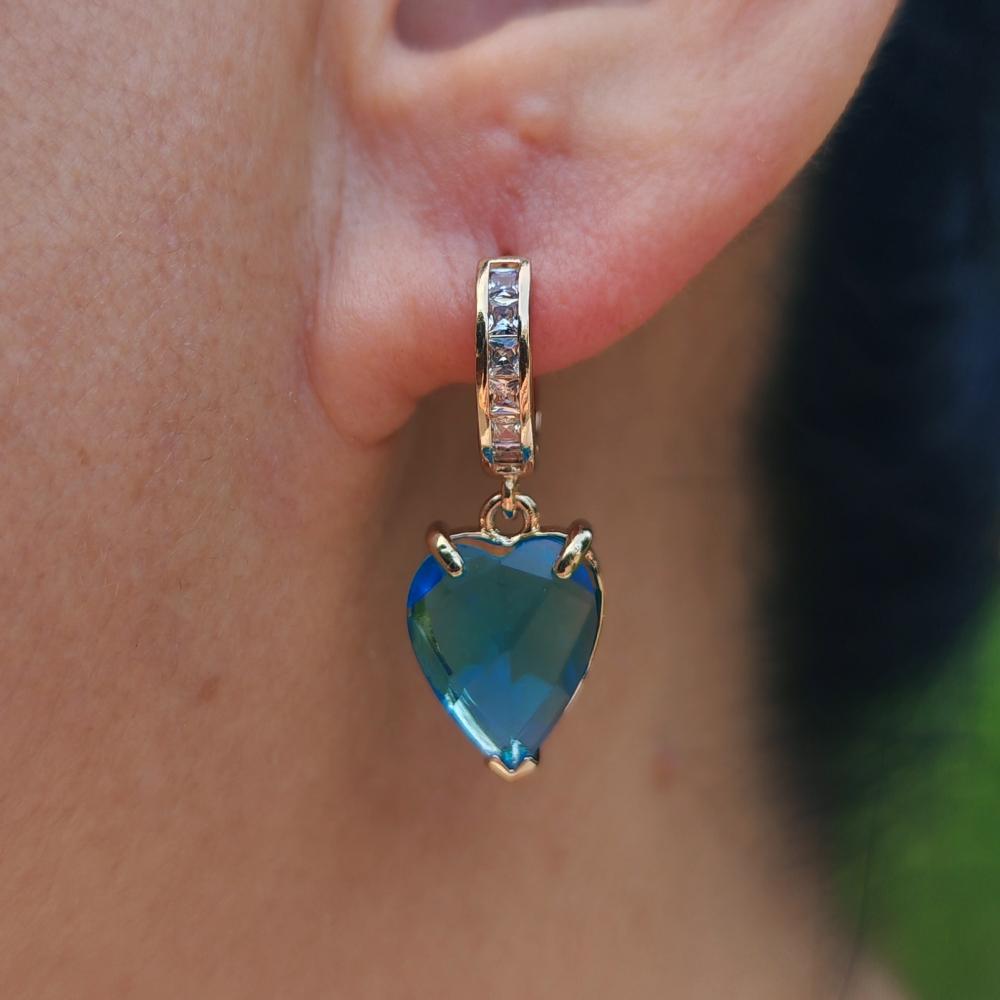 1 Pair Heart Shape Artificial Crystal Dangle Earrings for Women Zirconia Earring Jewelry Wedding Party Accessories