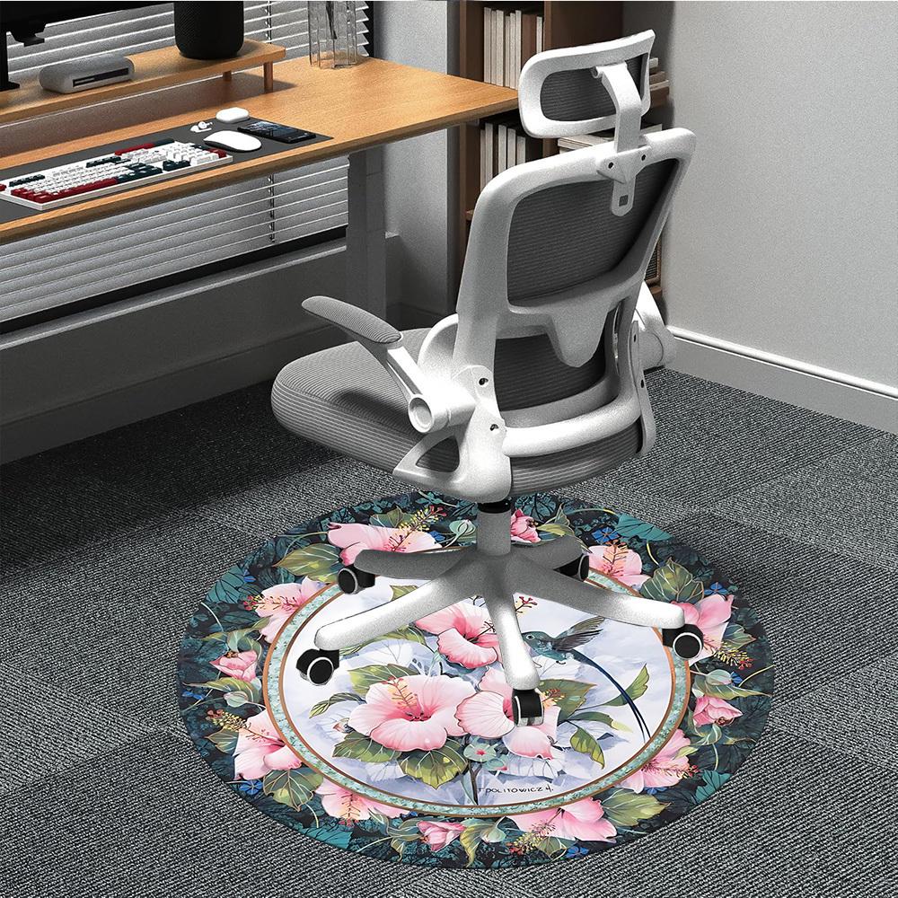

1pc Floral Hummingbird Decor Chair Carpet for Office Non-Slip, Rug for Office, Room, Good Gift for Family or Friends, yy251226209 80cm by 80cm