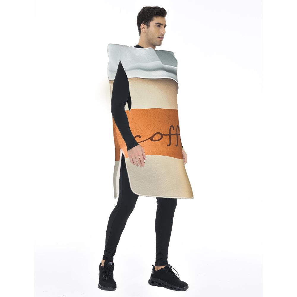 Disfraz de Esponja para Adulto, Atuendo para Actuación en Escenario de Carnaval, Traje de Cosplay de Café Estampado Digital, Vestido de Fiesta Transpirable