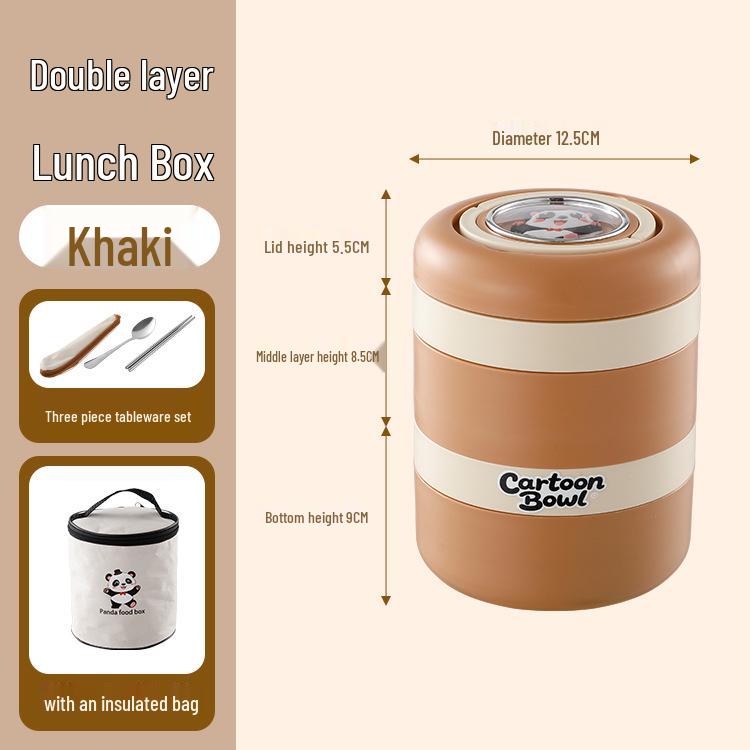 Läckagesäker Bento-låda i rostfritt stål med silikontätande lock för kontorsarbetare