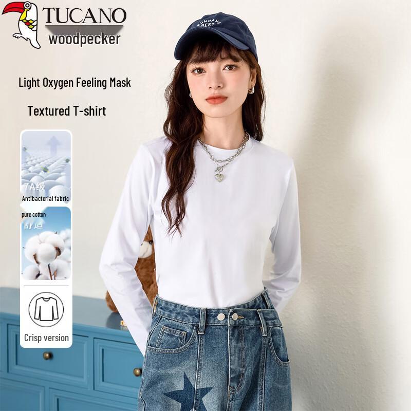

Woodpecker Women s Cotton Long Sleeve Round Neck T-Shirt M