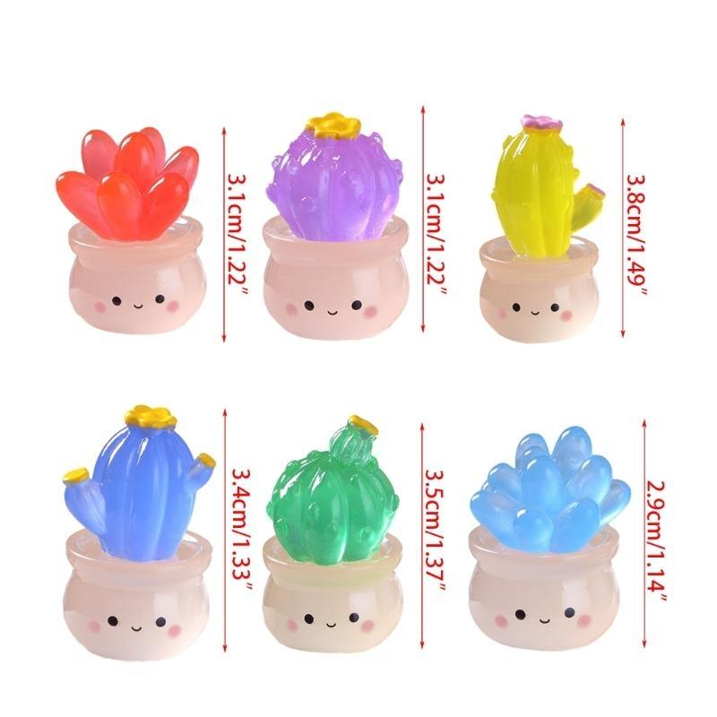 652F 5pcs Mini Luminoused Succulents Cactus Plant Decors Decorations Miniature Car