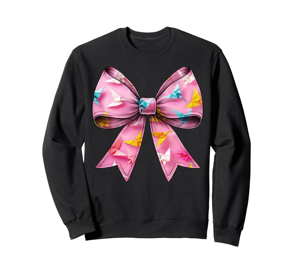 Coquette Bow Origami Crane Japanese Culture Girl Mom Sweatshirt