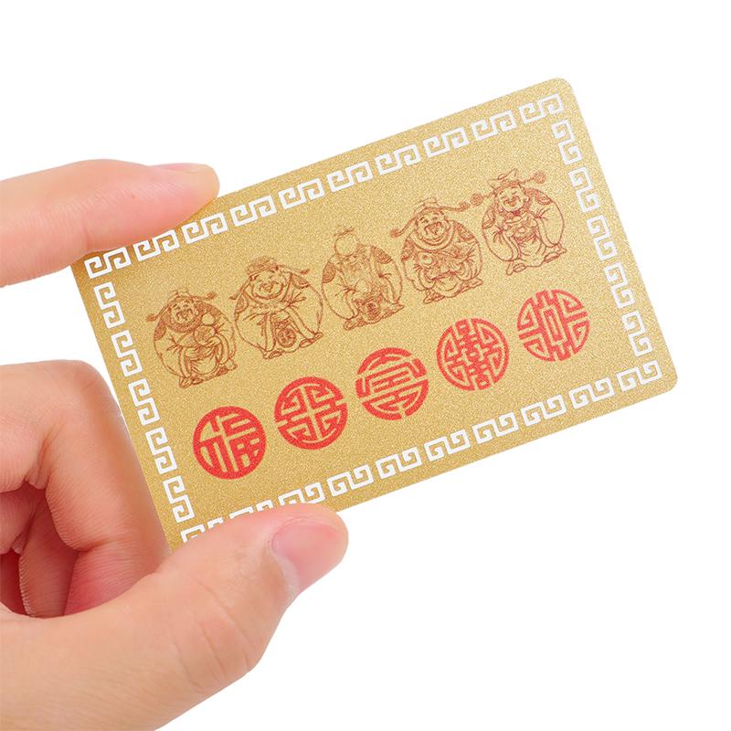 Čínský Feng Shui Měděný Bůh Bohatství Buddha Amulety Karta Pro Podnikání Pěticestná Fortuna Poklad Šťastná Domácí Dekorace