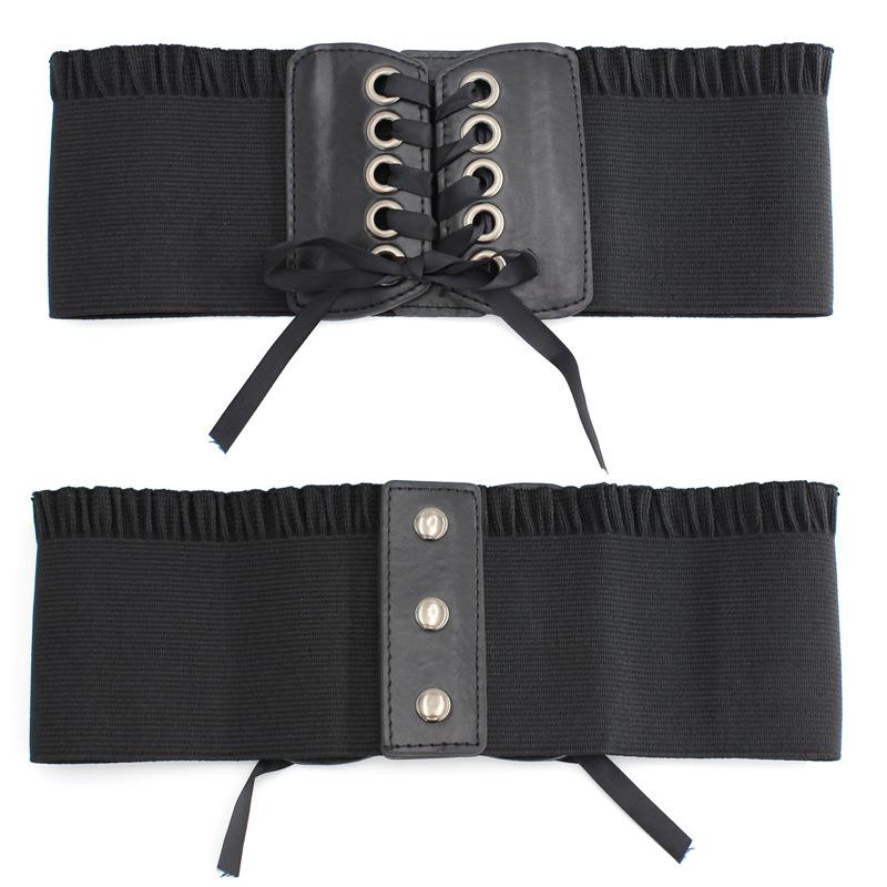 Women'S Extra Wide Waist Belt Dress Decorative Bow Strap Elastic Elastic Waist Seal