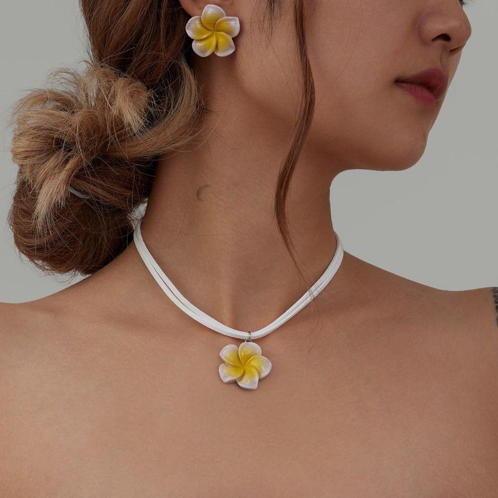 Bohemia Flower Necklaces Earrings Egg Flower Bohemia Style Jewelry  Party