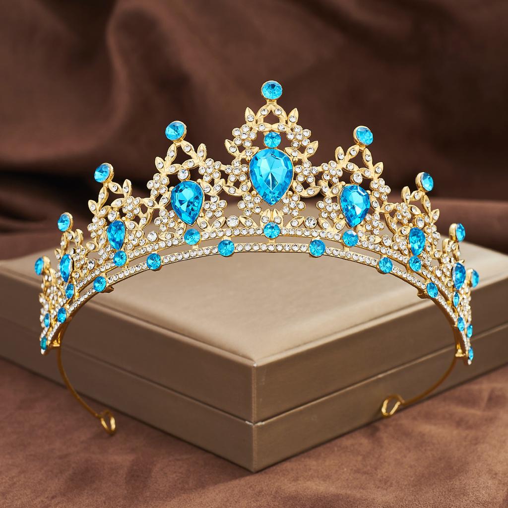 Couronne de mariée européenne et américaine, bandeau en strass coloré, couronne en alliage baroque, accessoires pour robe de mariée, accessoires pour cheveux