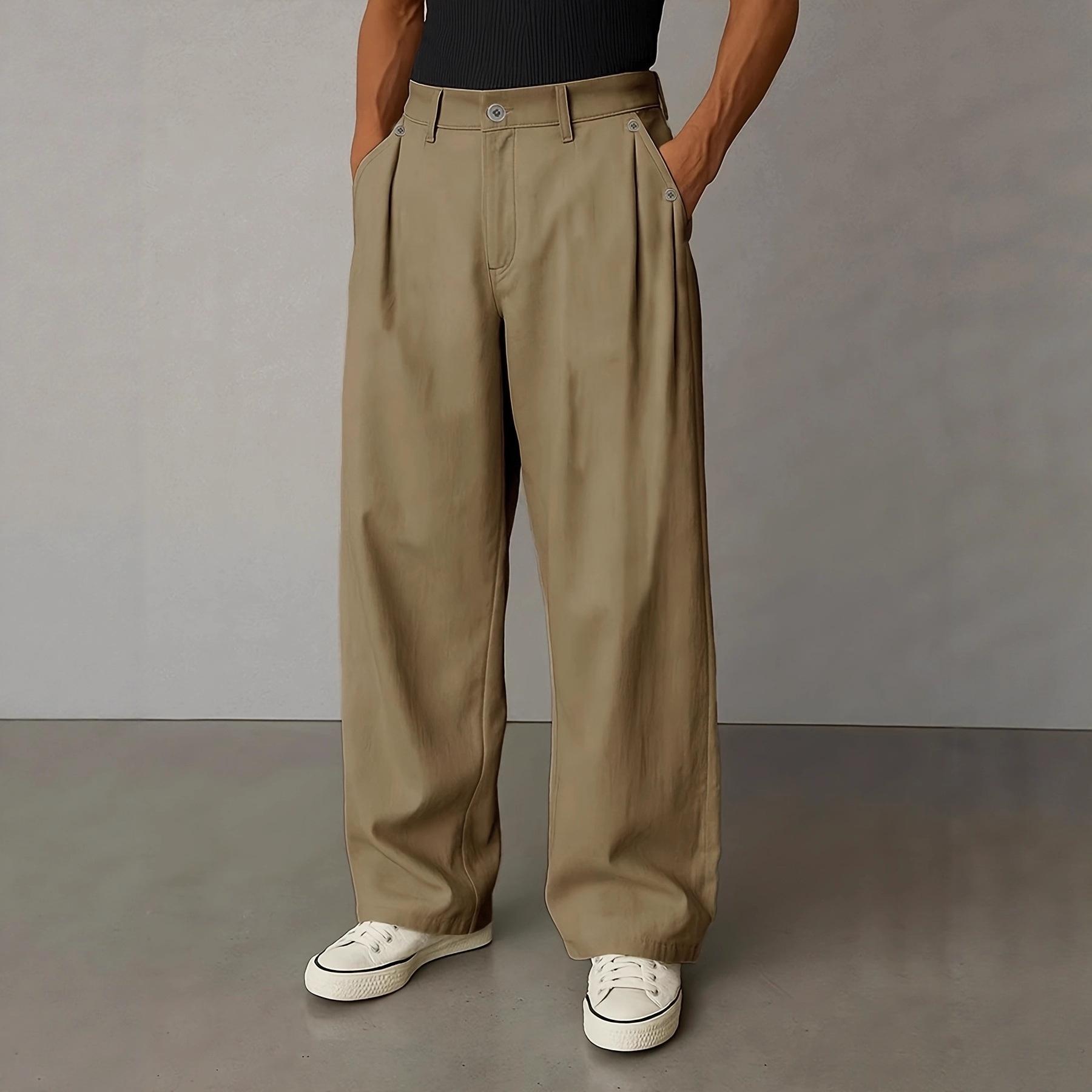 2026 New Fashionable Solid Color Suit Pants Casual Pants Men s Straight-Leg Pants M