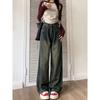 Cement Gray Jeans Women's Autumn and Winter Folds Large Size High Waist Thin Loose Drape Straight Mopping Pants Tide