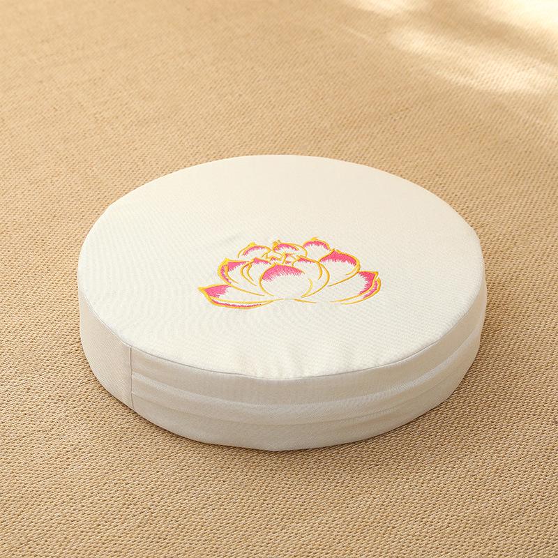 Lněný vyšívaný tatami podsedák na meditaci a zenové klečení - Pratelná podložka na arkýřové okno