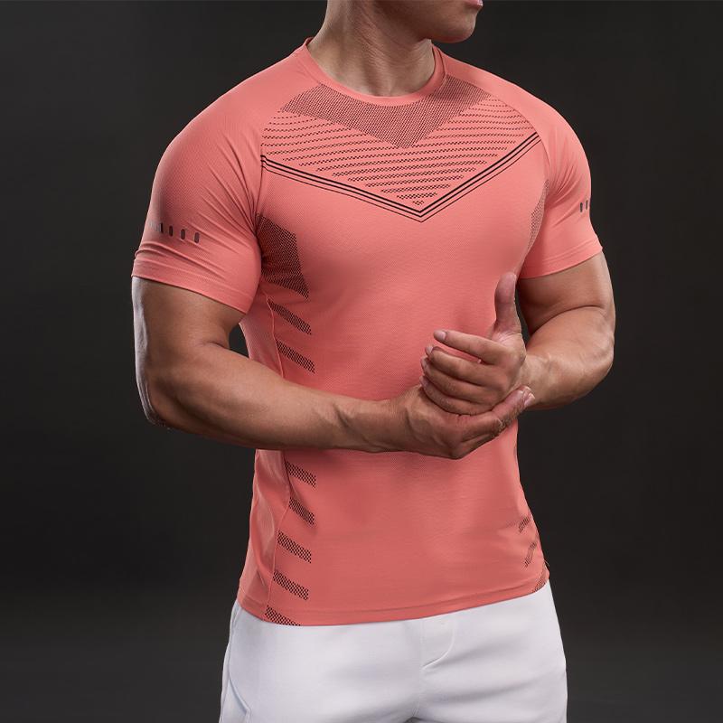Summer New American Style Casual Short-sleeved T-shirt Fashionable Sports Slim Elastic Fitness Outdoor T-shirt