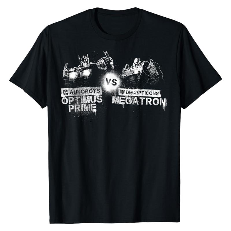 Optimus Prime vs Megatron Transformers TShirt Autobot vs Decepticon Battle Print Crew Neck Casual Fashion Street Urban Tops M