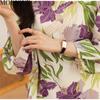 MODIQUE Spring Summer Plus Size Women Casual Loose Elegant Cotton Floral Print Puff Sleeve Blouse Shirts Lady Oversize O-Neck Long Sleeve Pullover