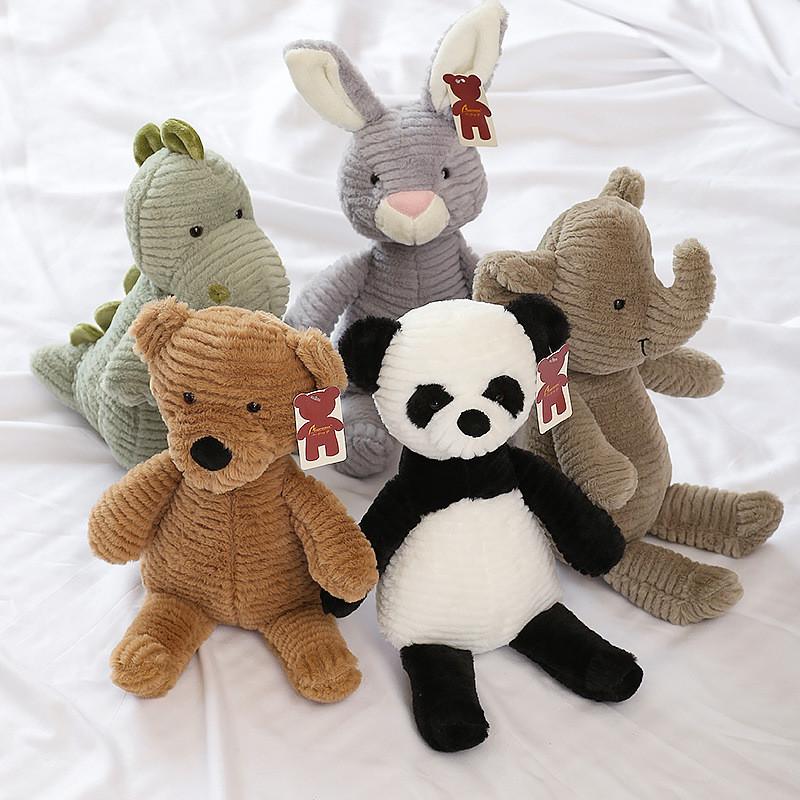 Cute Striped Texture Panda Dinosaur Elephant Pig Frog Animal Plush Toy Doll For Kids And Collectors