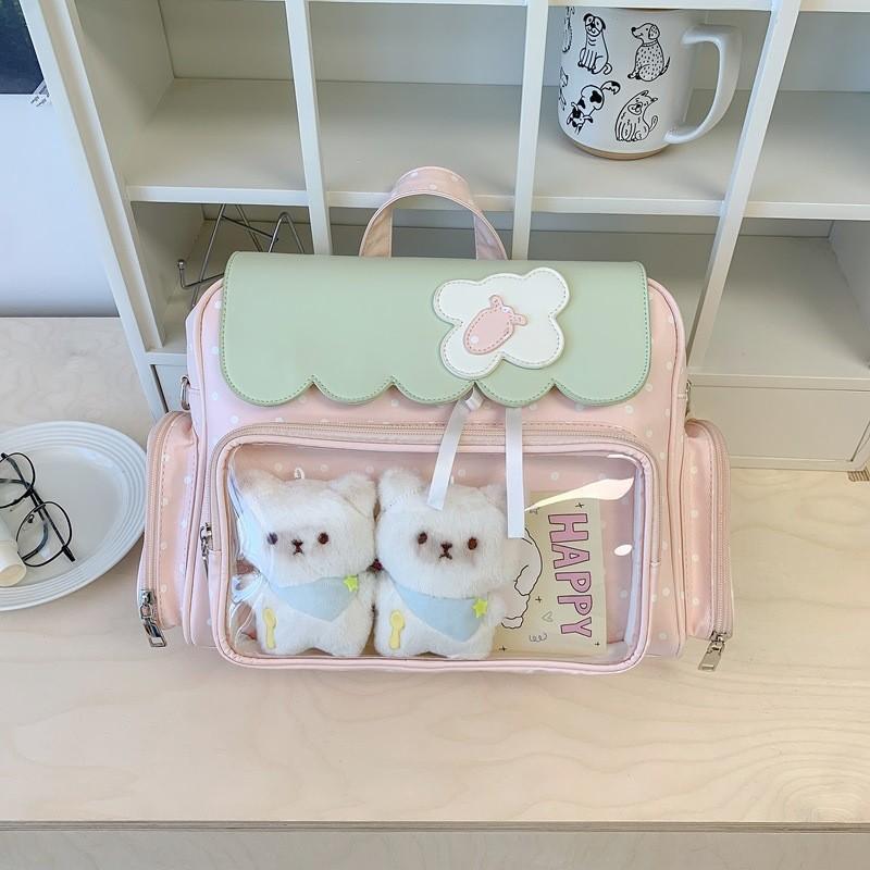 Pu Material Girl Style Crossbody Bag With Cartoon Embellishments For Daily Fashion