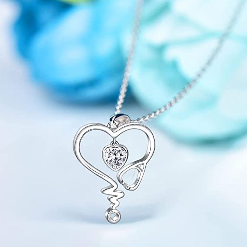 Creative Stethoscope Heart-shaped Pendant Necklace, Exquisite Jewelry for Daily Wear, Nurse's Day Gift, Holiday Gift