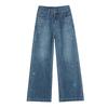 Women's Rhinestone Wide-Leg Jeans 2026 New High-Waisted Loose Design with Draped Straight Legs