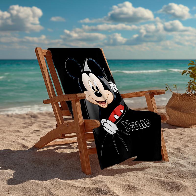 Custom Name Ultra-Soft Beach Towel with Mickey Theme,Ideal for Pool - Camping, Diving - Perfect Travel Essential, Vibrant Beach Towel.