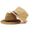 Hat Men's Summer Sunshade Jazz Hat Korean Style Hand-knitted Casual Couple Hollow Belt British Straw Hat
