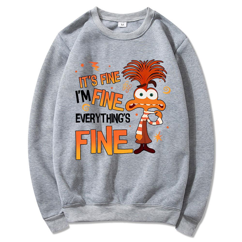 Ters Yüz 2 Kaygı Sweatshirt Her Şey Yolunda Ters Yüz Kaygı Duygular Tişört Retro Ruh Sağlığı Sweatshirtleri Hayran Hediyesi