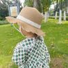 Lace Bow Straw Hat Baby Sun Hat Girls Beach Hat British Tide Top Hat Flat Top Sun Hat