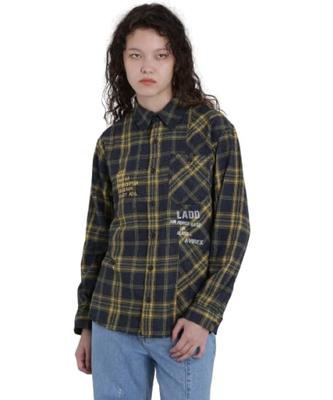 Chemical Wash Check Shirt Women's S 060 Yellow 783-4220601