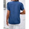 GMXIA Spring Summer Semi-open Collar Short Sleeve Shoulder Crepe Pullover Solid Color Printed Inch Shirt T Top Women
