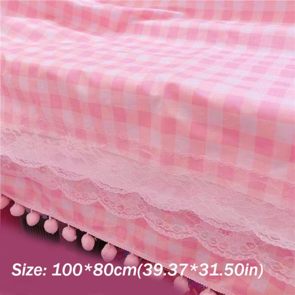 Girls Hot Pink Tablecloth Ins Cute Plaid Desk Cloth Dormitory Computer Wallpaper Mat New Kawaii Room Decoration Table Cover