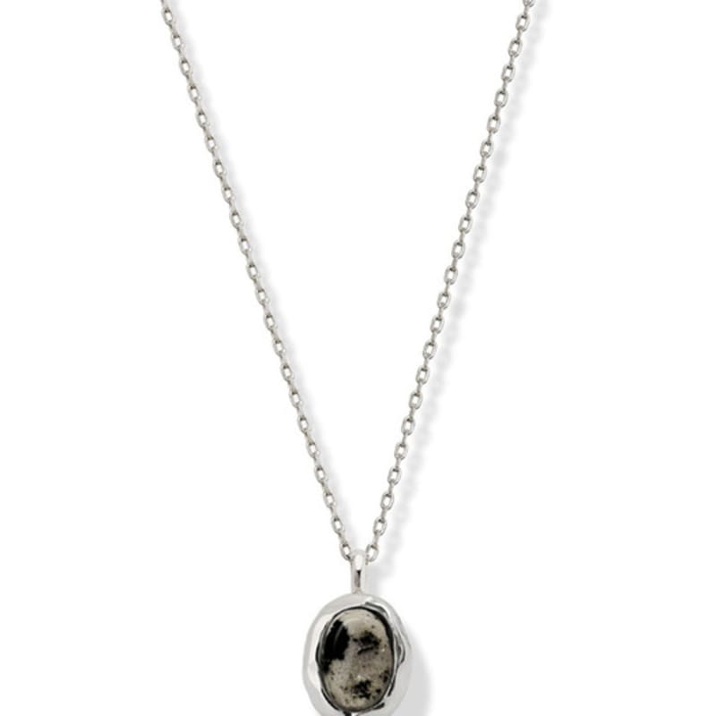 

ozel Silver 925 Dalmatian Jasper Cabochon Stone Necklace PS015N SILVER