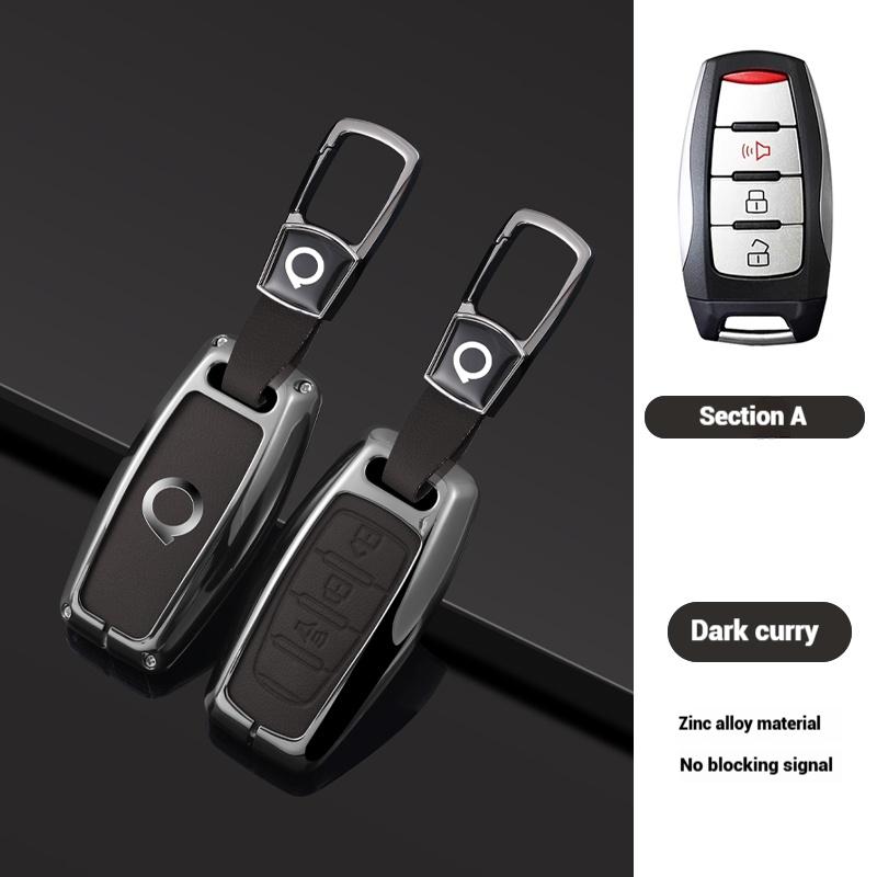 Zinc Alloy Genuine Leather Auto Key Fob Cover Case Fit For Great Wall Ower GWM P Series Pickup Great Wall Poer Truck Key Ring Accessori