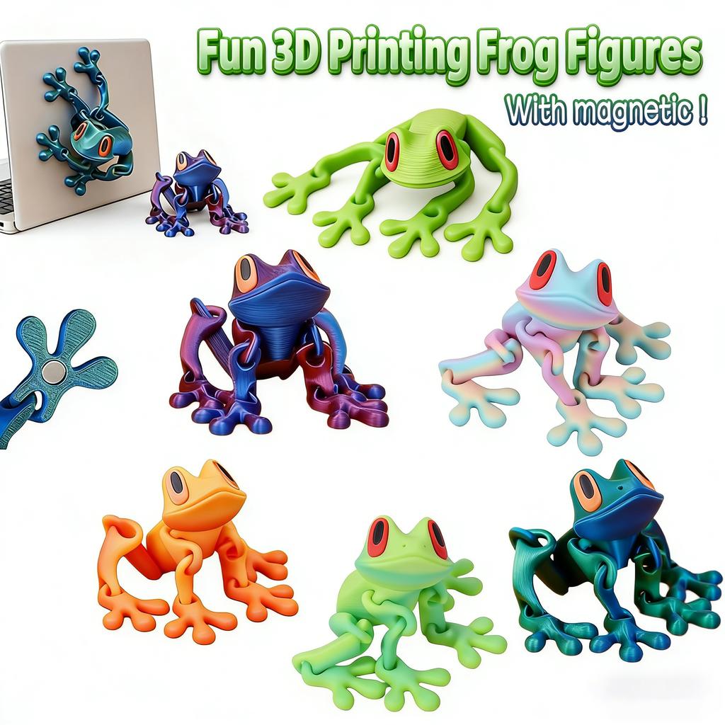 Spielzeug Modell 3D-Druck Froschfiguren Mit magnetischen Beweglichen Gelenken Stress Cartoon-Tier Kühlschrankmagnete Heimdeko 12cm