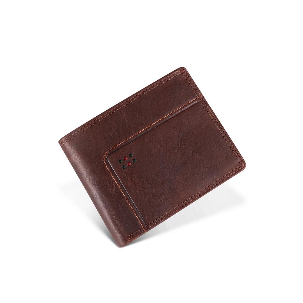 Premium Leather Wallet Multi-Card Anti-Theft Brush Short Wallet Multi-Function First Layer Cowhide Zero Male Retro