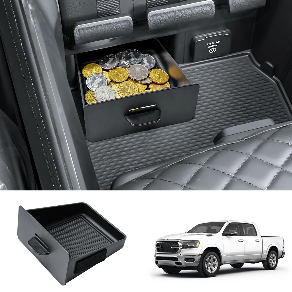 BII1 Drawer Storage Organizer for 2019–2026 Dodge RAM 1500 2500 3500 Center Console Drawer Storage Cubby Interior Box Accessories