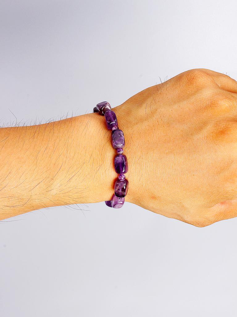 Amethyst Bracelet Natural Stone Healing Crystal Energy Reiki Charm 4mm Beads & Rectangle Beads for Spiritual Balance Jewelry New