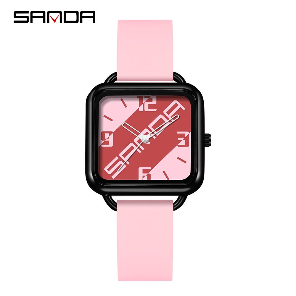 SANDA 3261 Student Quartz Watch Colorful Leisure Waterproof Creative Square Dial Fashion Men's and Women's Watches