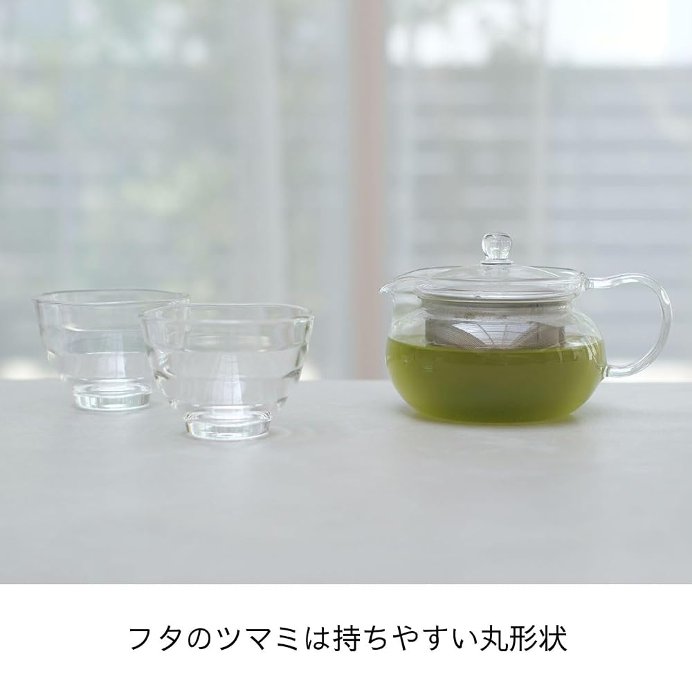 HARIO Chacha Kyusu Round Teapot 450ml Heat-Resistant Glass Gift