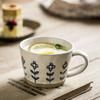 Literary Sense Hand-Painted Small Flower Coarse Pottery Cup Ceramic Coffee Cup Office Drinking Cup Export