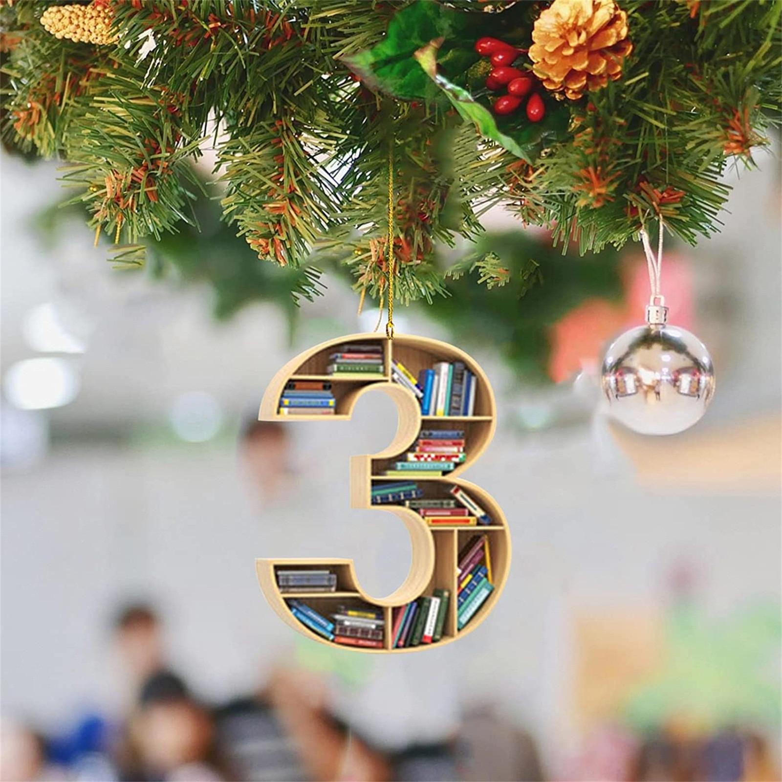 

Любители книг в форме числа, книжная полка, кулон, украшение, декор для рождественской елки, подарки, книжный орнамент для библиотекаря One Size