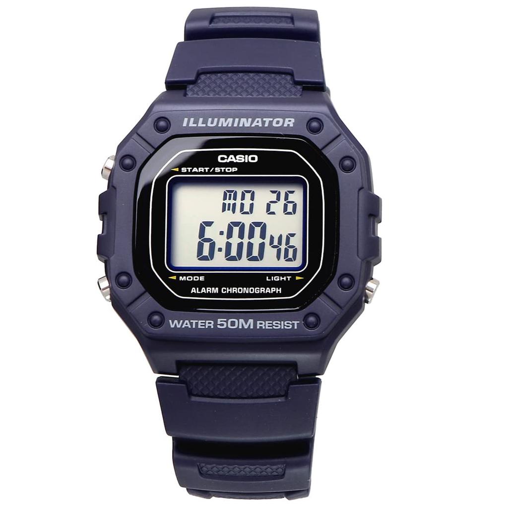 Casio Standard Digital W-218H-2A Watch Men's Women's Cheap Casio Navy