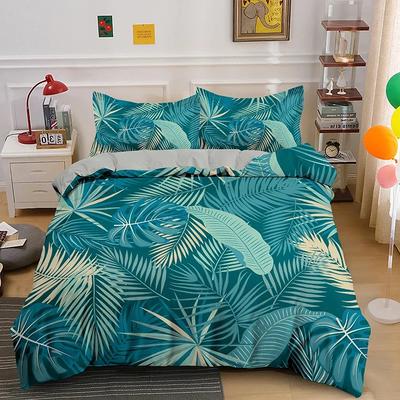 Copripiumino King Queen con Foglie Botaniche Tropicali Verde Foglie di Palma Set da Letto in Poliestere per Bambini Adolescenti Adulti con Federa