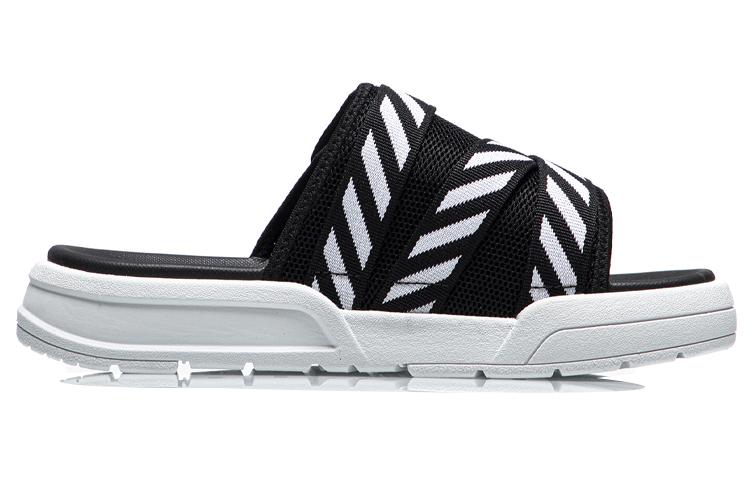 Li Ning Rubber Sole Slide Slippers Women's Black White AGAR014-1