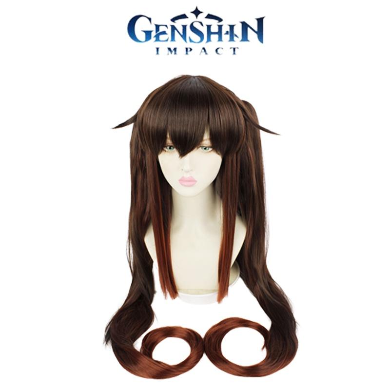 Soft And Heat-resistant Genshin Impact Hutao Cosplay Wig Ponytail For Role Playing And Parties