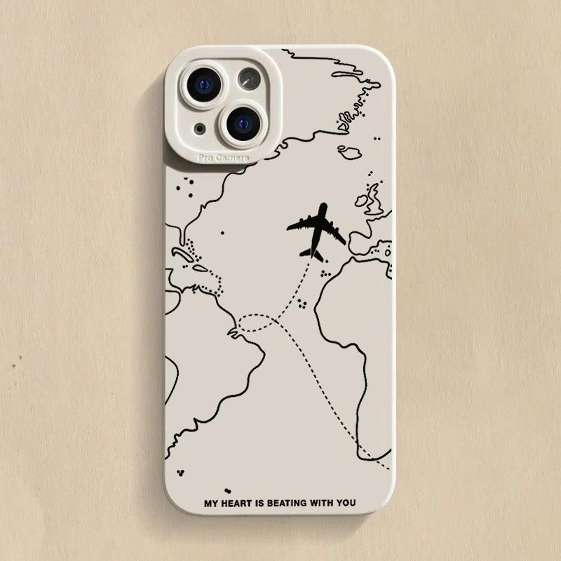 Coque de téléphone Desian inspirée du voyage en avion pour iPhone 15 14 11 12 13 16 Pro Max Mini 7 8 Plus X XR XS Max 16E SE