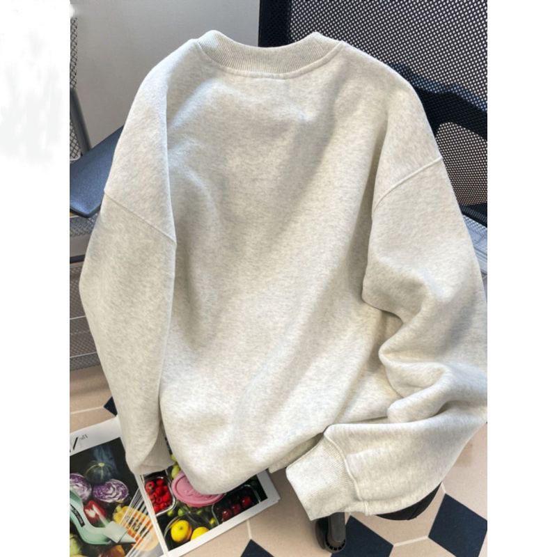 Unisex Thickened Loose Sweatshirt: 2024 Trendy European/American Oversized Autumn/Winter Outerwear
