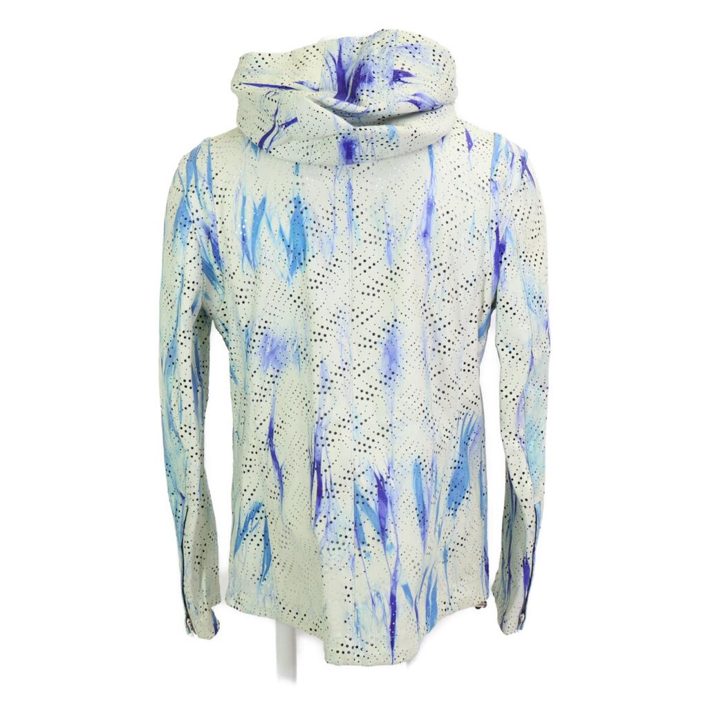 ZELE-PARIS Deerskin Perforated Zip-Up Hoodie Jacket 48 blueUsed