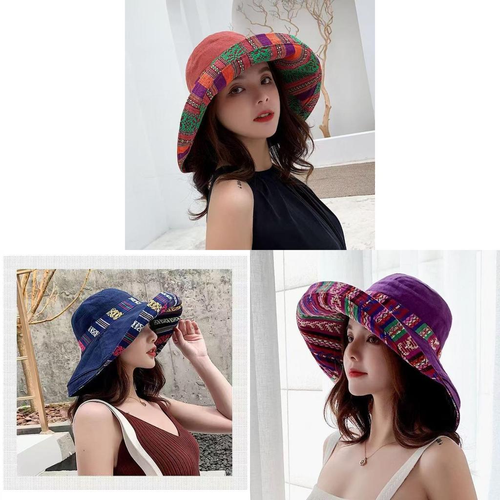 Fisherman Hat Women Pure Cotton Wide Brim Uv Protection Breathable Foldable Summer Outdoors