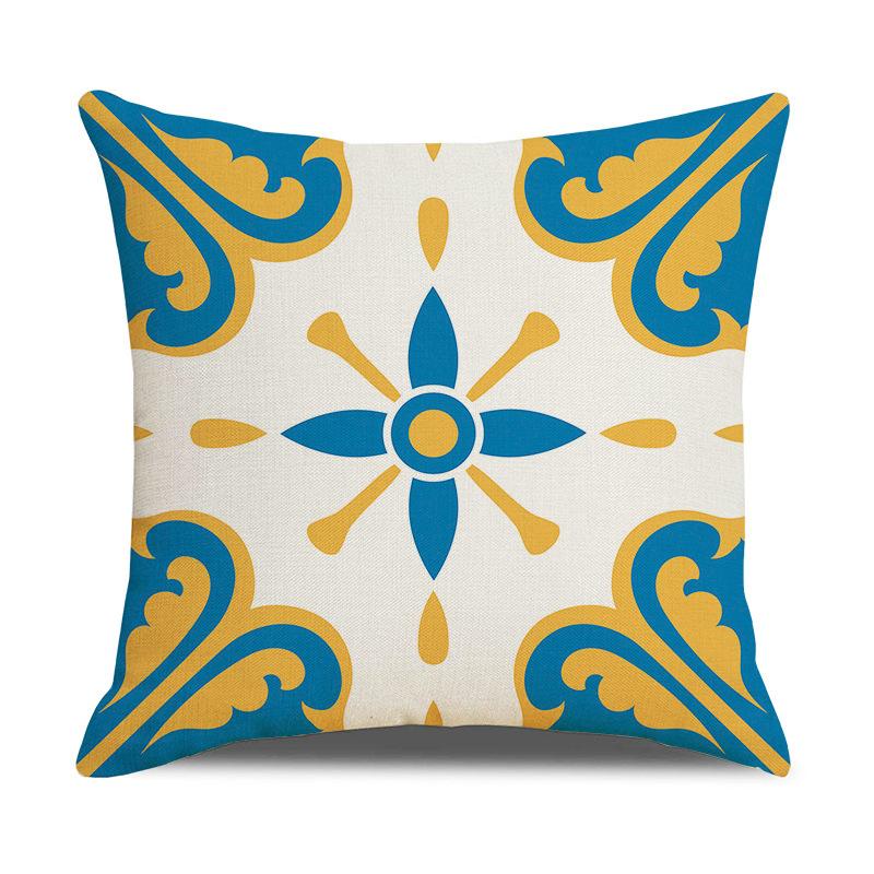 Nordic Yellow Ethnic Style Geometric Linen Cotton Linen Cushion Cover Sofa Car Interior Decoration Bedside Backrest Pillow Ins