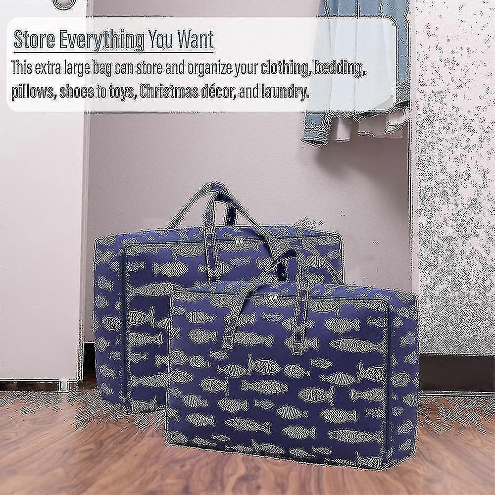 Storage Tote With Zippers & Carrying Handles, Heavy-duty  Moving Bags - GXCC
