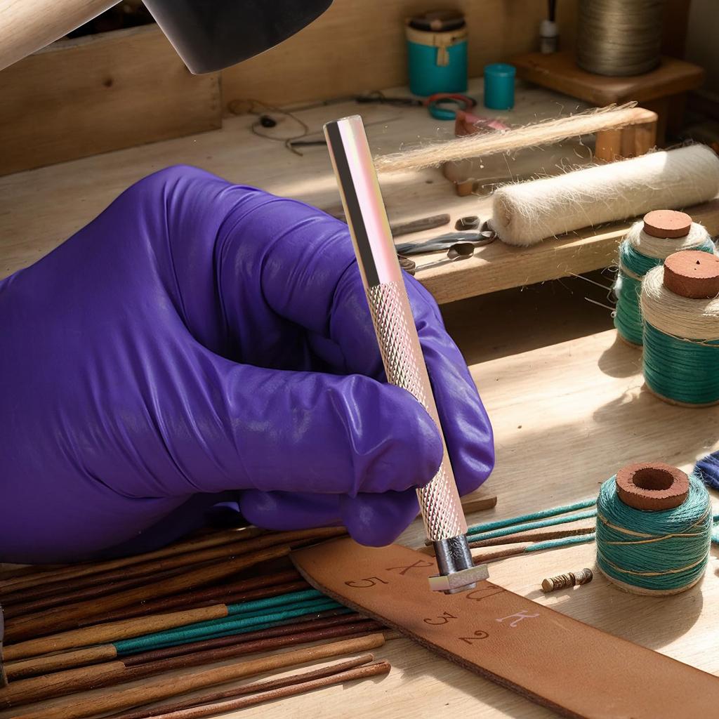 Pacify Kožedělná Raznicová Sada 9mm Abeceda a Čísla Vyměnitelné Raznice na Kůži a Řemesla Ocelové Měřítko a Úložná Sada, 36 kusů