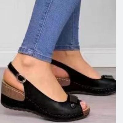 2024 2024 Korrektur 2024 Neue Sommer Damen Sandalen 2024 Römische Damen Schuhe Schnalle Offene Zehenpartie Strand Keilabsatz Sandalen Damen